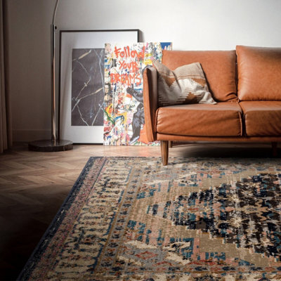 Traditional Persian Floral Bordered Easy To Clean Rug For Dining Room Bed Room And Living Room-195Cm X 290Cm - image 1
