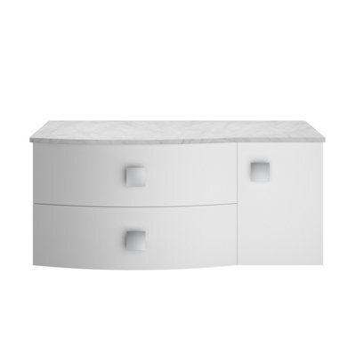 Hudson Reed Sarenna Wall Hung Lh 2 Drawer 1 Door Vanity Unit & Grey Marble Top, Moon White, 1012 X 504 X 446mm - image 1