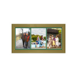 AK Frames 16X8 Gold Classic Multi Photo Frame With Emerald Mount - Holds 3 Apertures (3X) 7X5 Photos