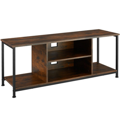 Tectake Tv Stand - Lowboard Cabinet With 4 Compartments, Adjustable Shelf 120 Cm - Industrial Wood Dark, Rustic - image 1