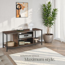 Tectake Tv Stand - Lowboard Cabinet With 4 Compartments, Adjustable Shelf 120 Cm - Industrial Wood Dark, Rustic - thumbnail 8