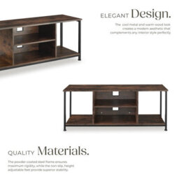 Tectake Tv Stand - Lowboard Cabinet With 4 Compartments, Adjustable Shelf 120 Cm - Industrial Wood Dark, Rustic - thumbnail 3