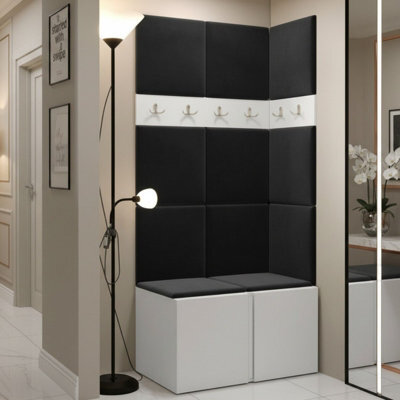 Anteroom Set Orion I White Shoe Cabinet Hangers Black Panels - image 1