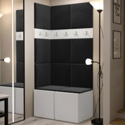Anteroom Set Orion I White Shoe Cabinet Hangers Black Panels - thumbnail 2