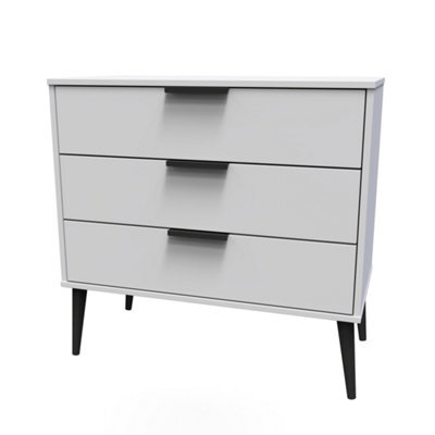 Hong Kong Ready Assembled Matt Grey No Effect 3 Drawer Wide Chest (H)695mm (W)765mm (D)415mm - image 1