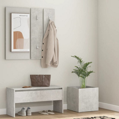 Walplus Hallway Furniture Set Concrete Grey Engineered Wood - image 1