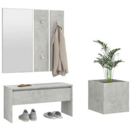 Walplus Hallway Furniture Set Concrete Grey Engineered Wood - thumbnail 4