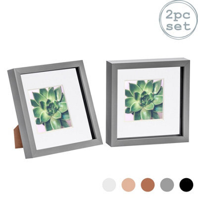 "Nicola Spring 8 X 8"" Photo Frames - Grey/white Mount - 3D Picture Frame Box Portrait Display Case (22.5 X 22.5Cm) Set Of 2" - image 1