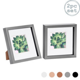 "Nicola Spring 8 X 8"" Photo Frames - Grey/white Mount - 3D Picture Frame Box Portrait Display Case (22.5 X 22.5Cm) Set Of 2" - thumbnail 1