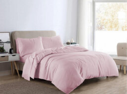 Homespace Direct Ltd Plain Dye Flannelette Brushed Cotton Duvet Cover Set Pink - thumbnail 1