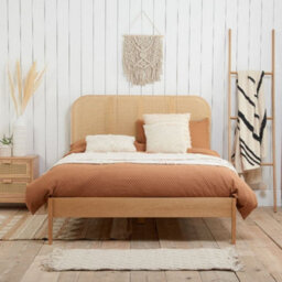 Margot Rattan Oak Wooden Bed Frame - 5Ft King Size - thumbnail 2