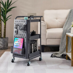 Costway 3-Tier Rolling Cart Kitchen Storage Trolley Mobile Metal Utility Cart - thumbnail 3