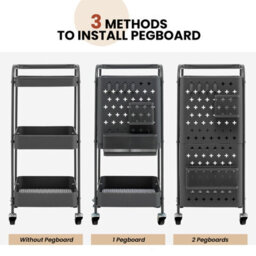 Costway 3-Tier Rolling Cart Kitchen Storage Trolley Mobile Metal Utility Cart - thumbnail 5