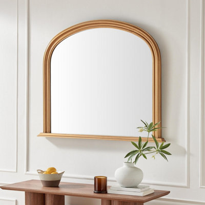 Furniturebox Uk Cecily Gold Wood Large 110X90 Overmantle Arch Mirror - image 1