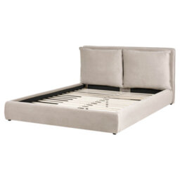 Beliani Bed Velvet Bajonna 160 X 200 Cm (Eu King Size) Taupe - thumbnail 4