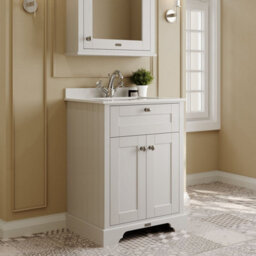 Hudson Reed Floor Standing 2 Door Traditional Vanity Unit With 1 Tap Hole White Marble Top & Square Basin, 660 X 505 mm - thumbnail 4