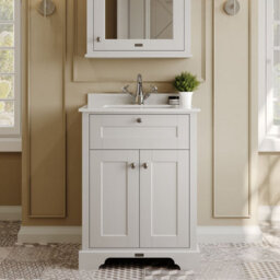 Hudson Reed Floor Standing 2 Door Traditional Vanity Unit With 1 Tap Hole White Marble Top & Square Basin, 660 X 505 mm - thumbnail 2