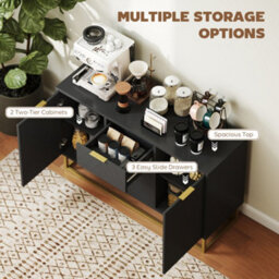 Wyld Haus Varase Black Sideboard 3 Drawers 2 Doors With Gold Accents, 1200 X 400 X 760 mm - thumbnail 6