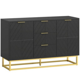 Wyld Haus Varase Black Sideboard 3 Drawers 2 Doors With Gold Accents, 1200 X 400 X 760 mm - thumbnail 2