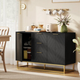 Wyld Haus Varase Black Sideboard 3 Drawers 2 Doors With Gold Accents, 1200 X 400 X 760 mm - thumbnail 3