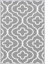 Machine Washable Quatrefoil Design Anti Slip Doormats Grey 80X150 Cm - thumbnail 3