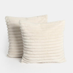 Ohs 2 X Faux Fur Thick Rib Cushion Covers - Natural - thumbnail 3