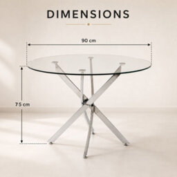 Oira Homes Round Glass Dining Table Set With 4 Brown Velvet Chairs 4 Seater Kitchen And Dining Room Set - thumbnail 5