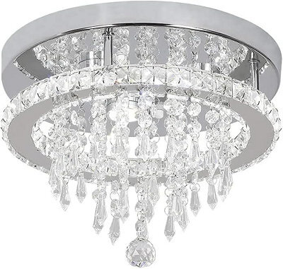Ceiling Light Silver Crystal Flush Mount Cool White Led 30 X 22 Cm - image 1