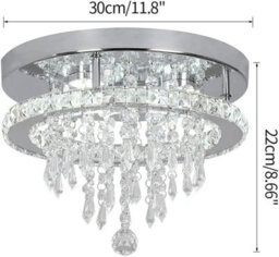 Ceiling Light Silver Crystal Flush Mount Cool White Led 30 X 22 Cm - thumbnail 3