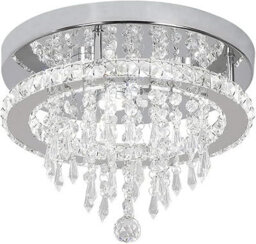 Ceiling Light Silver Crystal Flush Mount Cool White Led 30 X 22 Cm - thumbnail 1