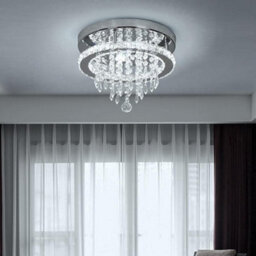Ceiling Light Silver Crystal Flush Mount Cool White Led 30 X 22 Cm - thumbnail 4