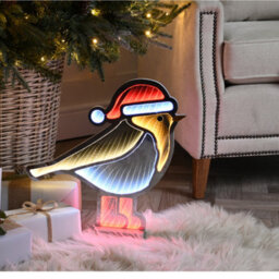 Samuel Alexander 40Cm Light Up Christmas Robin Infinity Decoration With Red And White Leds