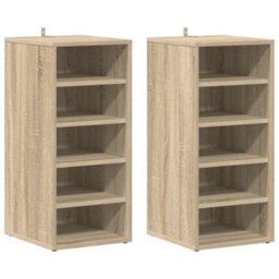 Berkfield Durable Shoe Cabinets 2 Pcs Sonoma Oak 31.5X35X70 Cm Engineered Wood - thumbnail 1