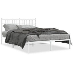 Berkfield Metal Bed Frame Without Mattress With Headboard White 140X200Cm - thumbnail 2