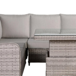 Furnishings For Less UK Grey Rattan Garden Corner Sofa Set With Rising Table & Cushions - thumbnail 3