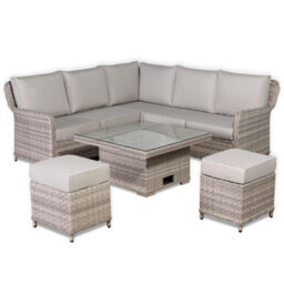 Furnishings For Less UK Grey Rattan Garden Corner Sofa Set With Rising Table & Cushions - thumbnail 4
