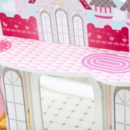 Teamson Kids Play Vanity Table Set, Children's Dressing Table With Mirror & Stool, Dreamland Castle - White/pink - thumbnail 9