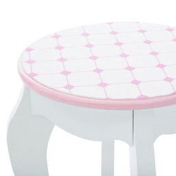 Teamson Kids Play Vanity Table Set, Children's Dressing Table With Mirror & Stool, Dreamland Castle - White/pink - thumbnail 7