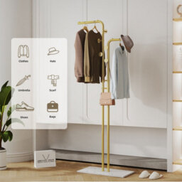 Fativo L60X W30X H176Cm Floor/wall Corner Clothes Rack Entryway Hall Tree Garment Coat Stand With 5 Hooks & Heavy Base - thumbnail 4