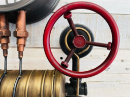 My Square Mile Industrial Steampunk Pipe Metal Gear Wall Clock With Faux Temperature Dial Display (Triple Cog Clock) - thumbnail 3