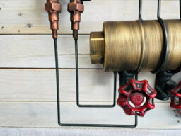 My Square Mile Industrial Steampunk Pipe Metal Gear Wall Clock With Faux Temperature Dial Display (Triple Cog Clock) - thumbnail 4