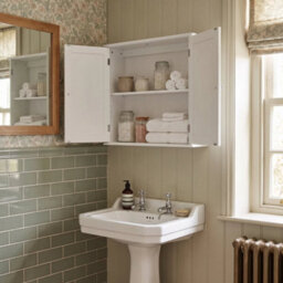 White Bathroom Wall Cabinet Storage Cupboard Wall Mounted With 2 Doors - thumbnail 4
