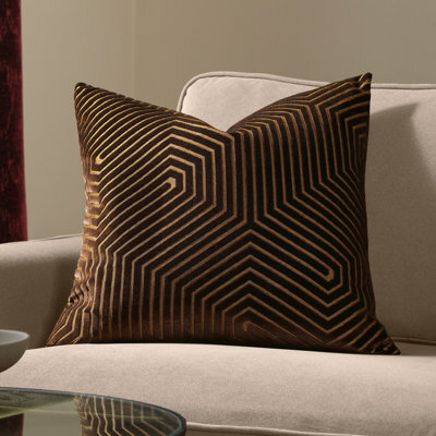 Paoletti Evoke Cut Velvet Polyester Filled Cushion, Chocolate, 55 X 55Cm - image 1