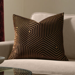 Paoletti Evoke Cut Velvet Polyester Filled Cushion, Chocolate, 55 X 55Cm - thumbnail 1