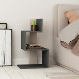 Decortie Rosie Modern 3-Tier Side End Table 42Cm Multipurpose Storage Anthracite Grey Living Room H 72Cm