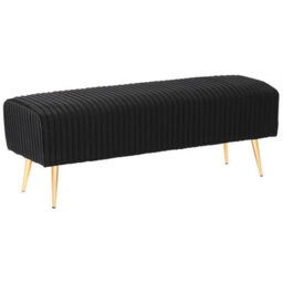 Beliani Upholstered Bench Paterson Velvet Black - thumbnail 1