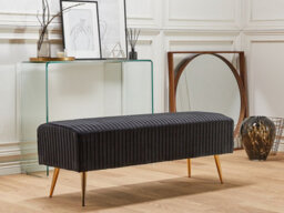 Beliani Upholstered Bench Paterson Velvet Black - thumbnail 2