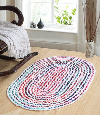 Second Nature Online Carnival Oval Bedroom Rug Ethical Source With Recycled Fabric / 60 Cm X 90 Cm - image 1