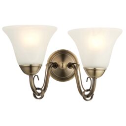 GoodHome Dives Antique Brass Effect Double Wired Wall Light - thumbnail 4