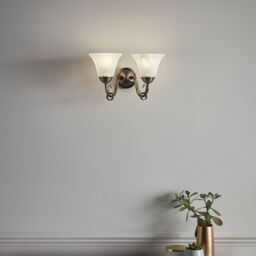 GoodHome Dives Antique Brass Effect Double Wired Wall Light - thumbnail 2